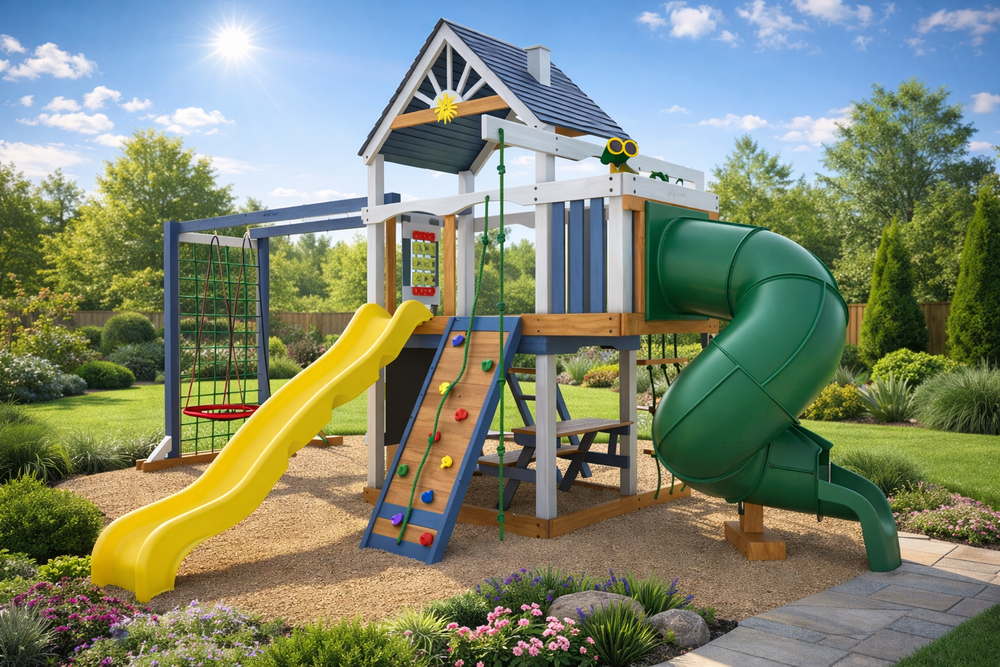 Детская площадка Шато с трубой (Дерево) мод.1