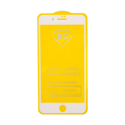 Защитное стекло 9D (ТЕХПАК) для Apple iPhone 7 Plus/8 Plus, 3D, белая рамка, 0.3 мм