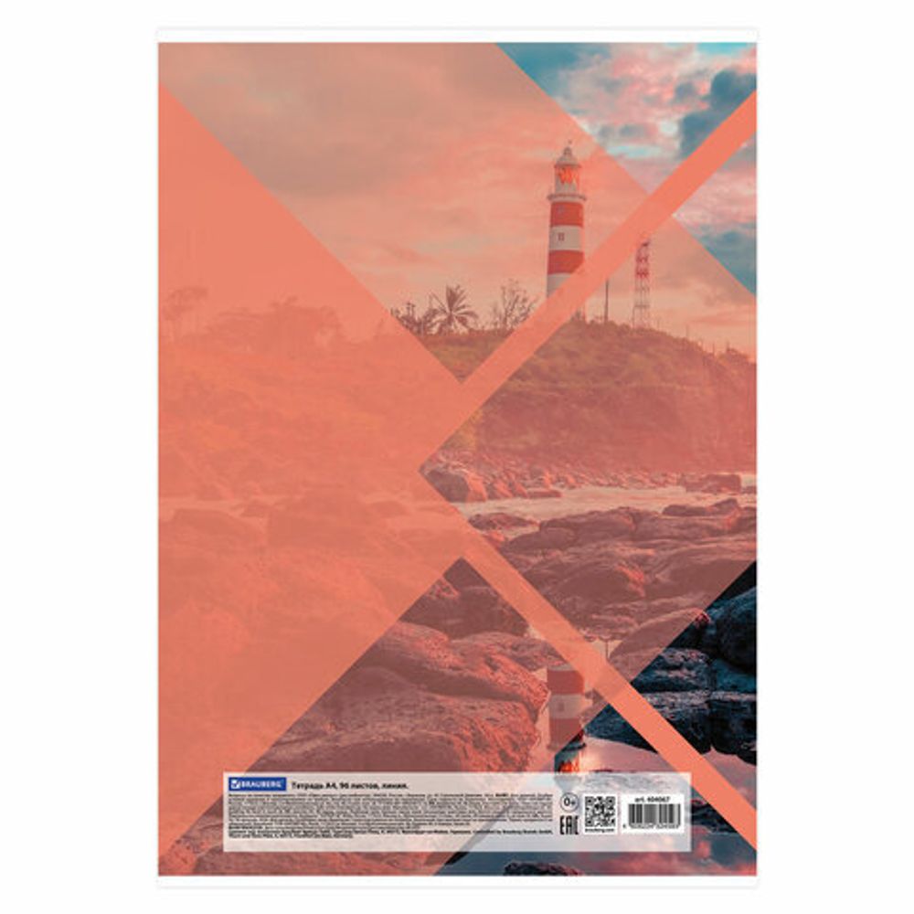 Тетрадь А4, 96 л., BRAUBERG, скоба, линия, обложка картон, "Природа", 404067, 3шт