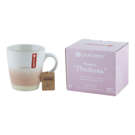 "Идиллия" Кружка "Любовь" 500мл, цв.белый с розовым