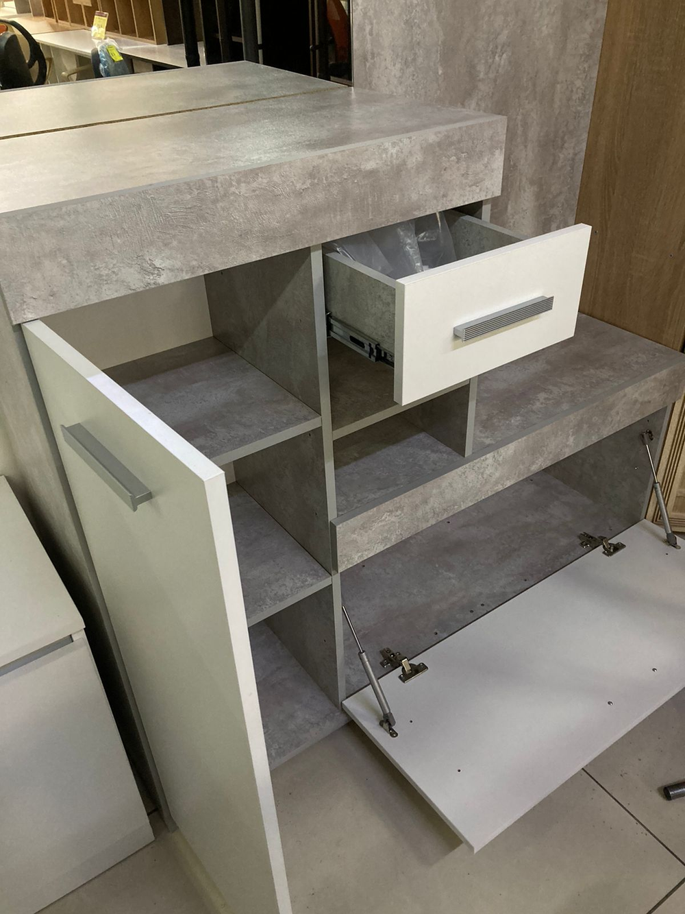 Прихожая Инстайл бетон/белый