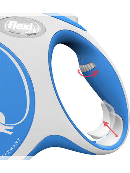 Поводок-рулетка Flexi New Comfort L. Лента 5 м. для собак до 60 кг. Синий