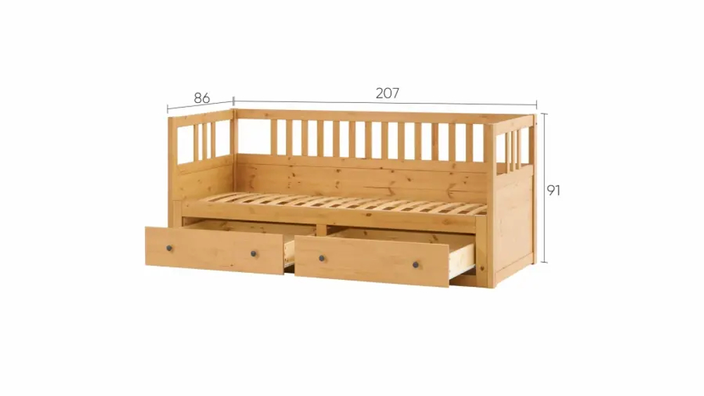Кровать-тахта с хранилищем - аналог IKEA HEMNES / ХЕМНЭС/ ХЕМНЕС / КЫМОР / ИКЕА 80х200 см, светло-коричневый