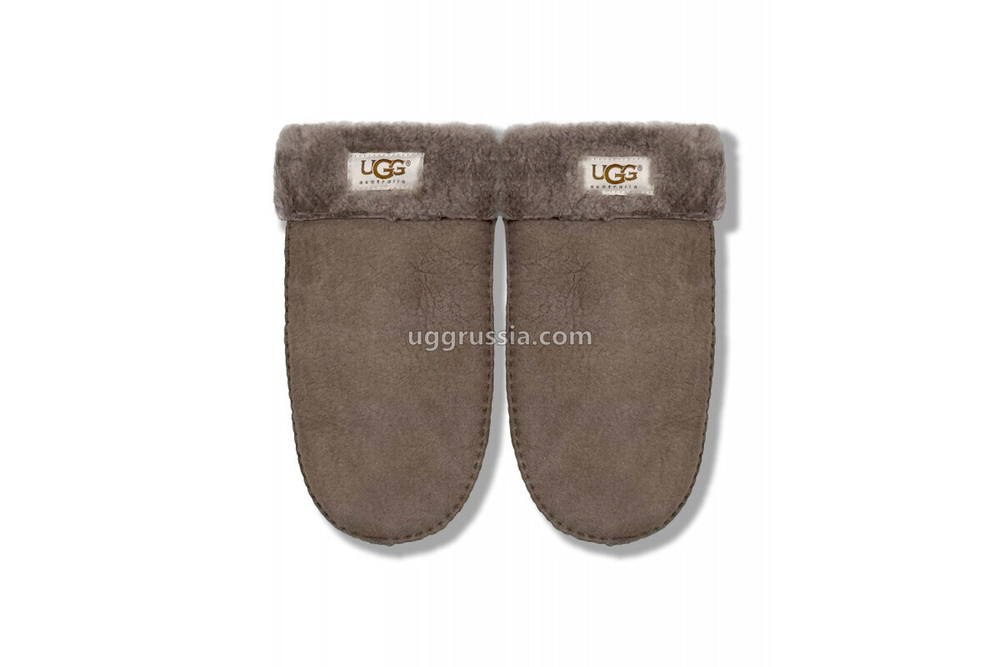 UGG Варежки Кожаные Женские Серые