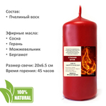 Свеча красная, СТИХИЯ ОГНЯ, ароматическая восковая, 20х6,5 см