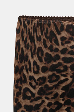 ZARA ЮБКА ИЗ ПОЛУПРОЗРАЧНОЙ ТКАНИ С АНИМАЛИСТИЧЕСКИМ ПРИНТОМ, ЛЕОПАРДОВЫЙ/НЕЖНО-КОРИЧНЕВЫЙ