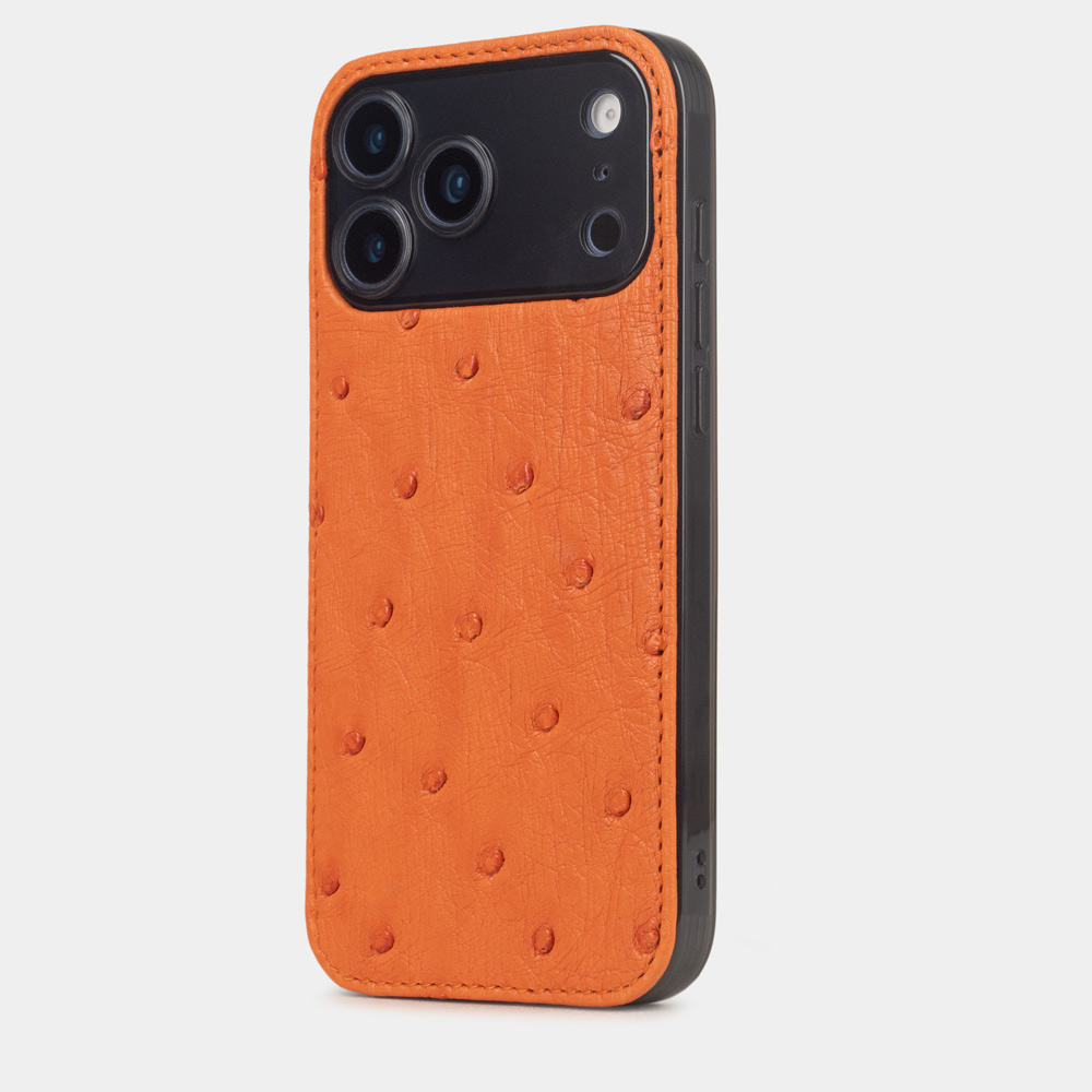 Чехол-накладка для iPhone 17 Pro из кожи страуса, оранжевого цвета