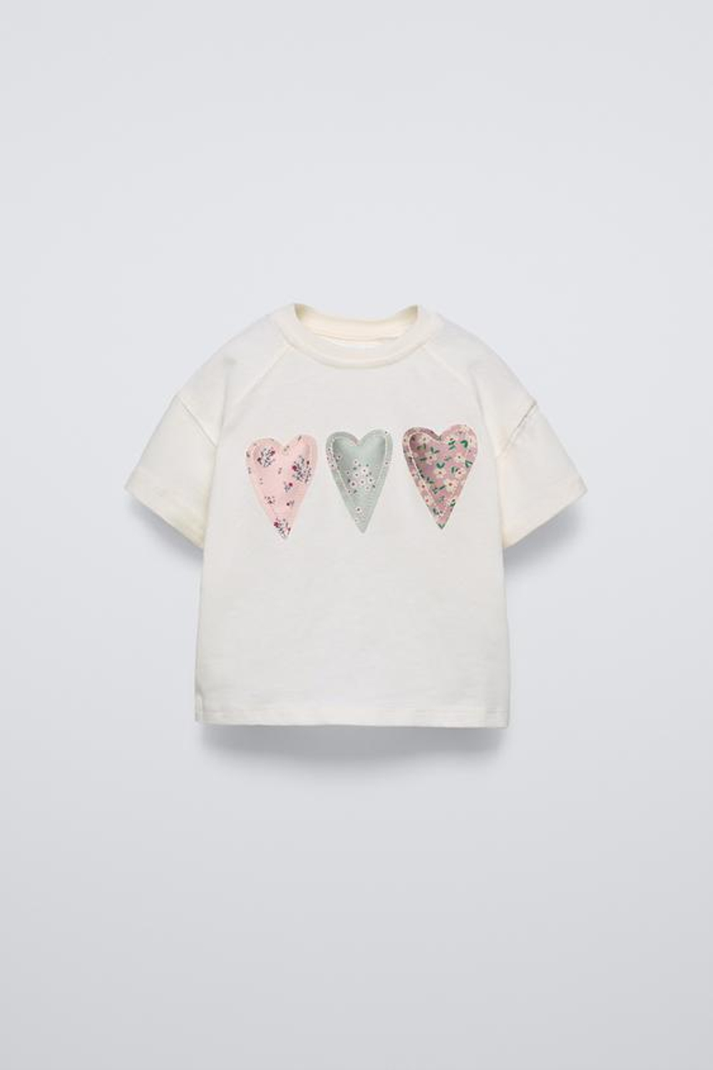 ZARA ФУТБОЛКА В СТИЛЕ ПЭЧВОРК, ЖЕЛТОВАТО-БЕЛЫЙ