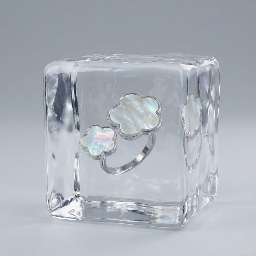 Кольцо Цветок двойной с перламутром