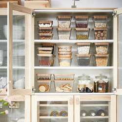 IKEA 365+ Контейнер для продуктов с крышкой, квадратное стекло/бамбук, 600 мл
