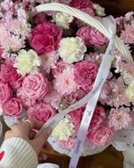 Цветочная корзина в розовых оттенках размер XL