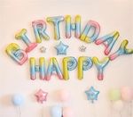 Набор шаров-букв (16''/41 см) Мини-Надпись "Happy Birthday", Нежная радуга, Градиент, 1 шт. в уп.