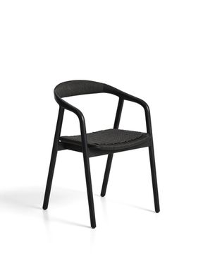 Уличный стул Derile из массива дуба и веревки в черной отделке