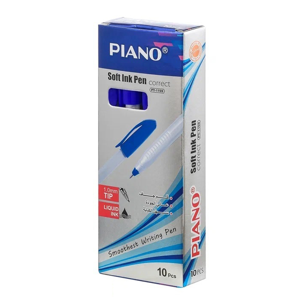 Ручка шариковая, масляная, Piano, синие чернила, серия "Piano Сorrect", белый корпус