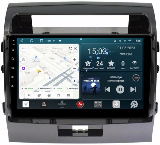 Магнитола для Toyota Land Cruiser 200 2007-2015 (отдельный экран климата) - Redpower 200 Android 10, ТОП процессор, 6Гб+128Гб, CarPlay, SIM-слот
