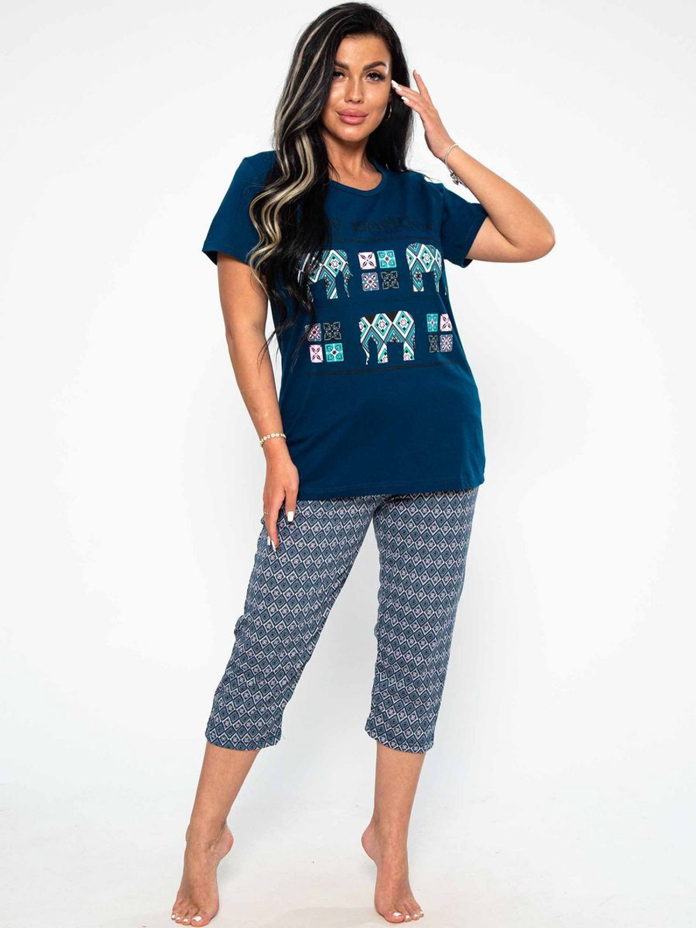 Пижама женская бриджи+футболка П0001-2 великан