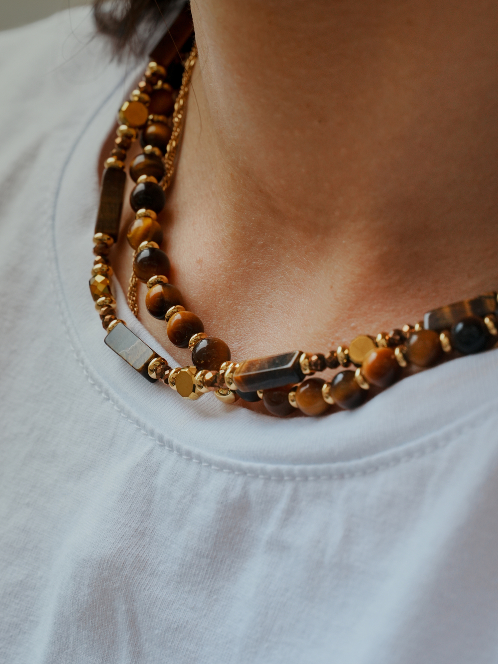 Чокер - Бусы из натурального камня тигровый глаз