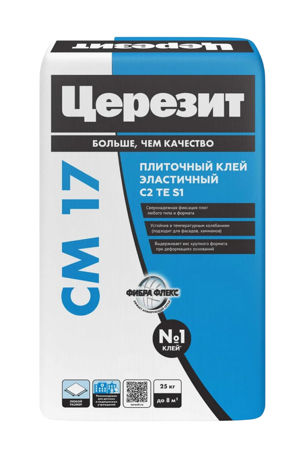 Клей для керамогранита высокоэластичный CM 17 C2TES1 Церезит 25 кг