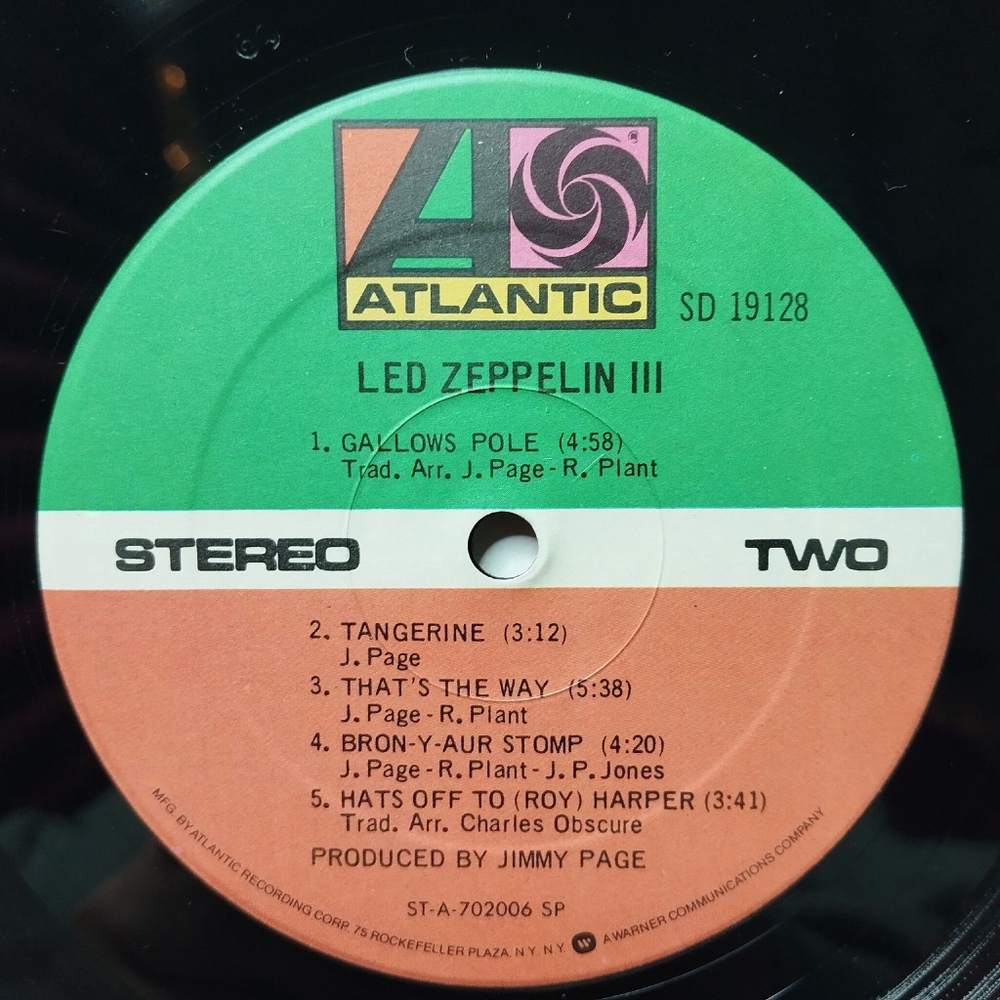 Винтажная виниловая пластинка LP Led Zeppelin III (USA 1975)