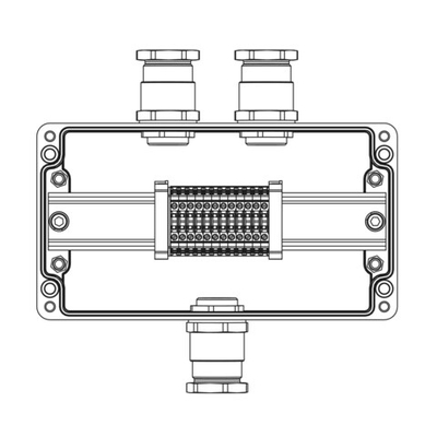 Взрывозащищенная клеммная коробка из полиэстера TBE-P-04-(12xCBC.2)-2xKH3MHK(A)-1xKH3MHK(C)1Ex e IIC Т5 Gb / Ex tb IIIC T95°C Db IP66/КЗ