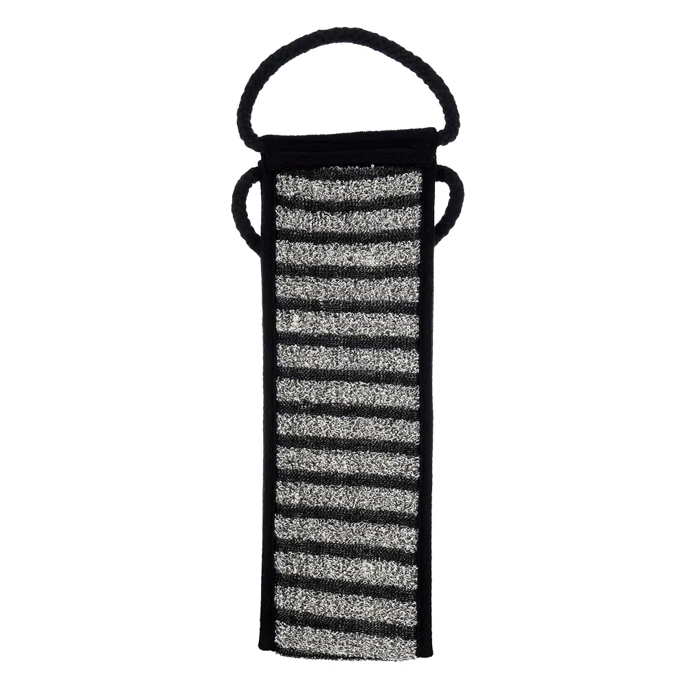 Мочалка «Мужская» лента, 10х60 см (10х74 см с ручками), medium/soft, чёрно-серая, для бани и сауны «Банные штучки»/ 30