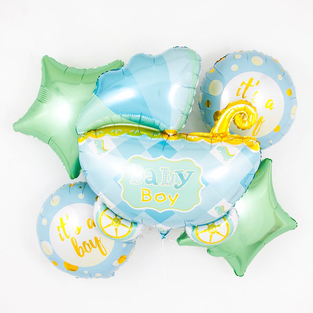 Шар (35"/89 см) Фигура, Коляска для мальчика, Голубой