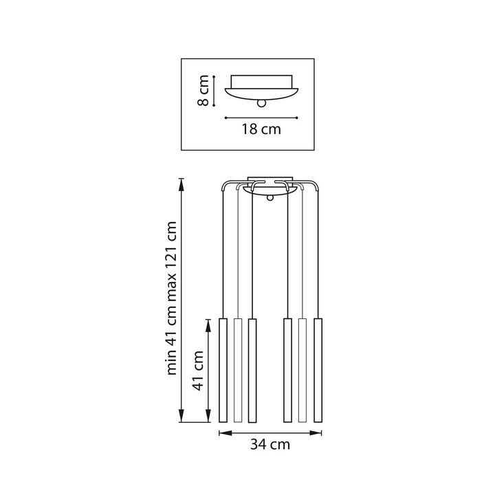 Комплект с подвесной люстрой Lightstar Tubo (574737+747237 (8шт) L8T747237