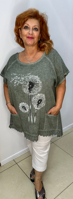 Футболка-туника с изображением одуванчиков