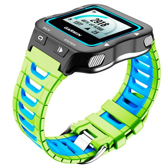 Ремешок для Garmin Forerunner 920XT силиконовый двухцветный (Лайм/голубой)