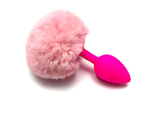 Розовая анальная пробка с пушистым нежно-розовым хвостиком зайки (Цвет: нежно-розовый)