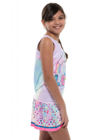 Футболка для девочки теннисная Lucky in Love Novelty Print Animoji Love Tie Back Tank Girls - разноцветный