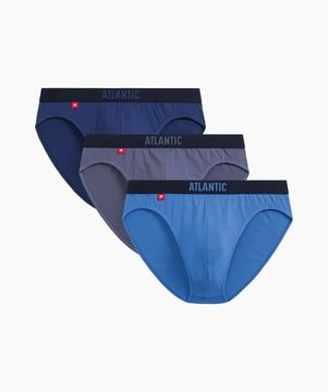 Мужские трусы (3шт) спорт Atlantic 3MP-094, темно-голубой + светло-голубой + индиго