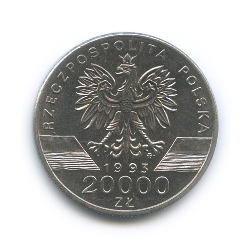 20000 злотых. Ласточка (животный мир) 1993 год, Польша. UNC