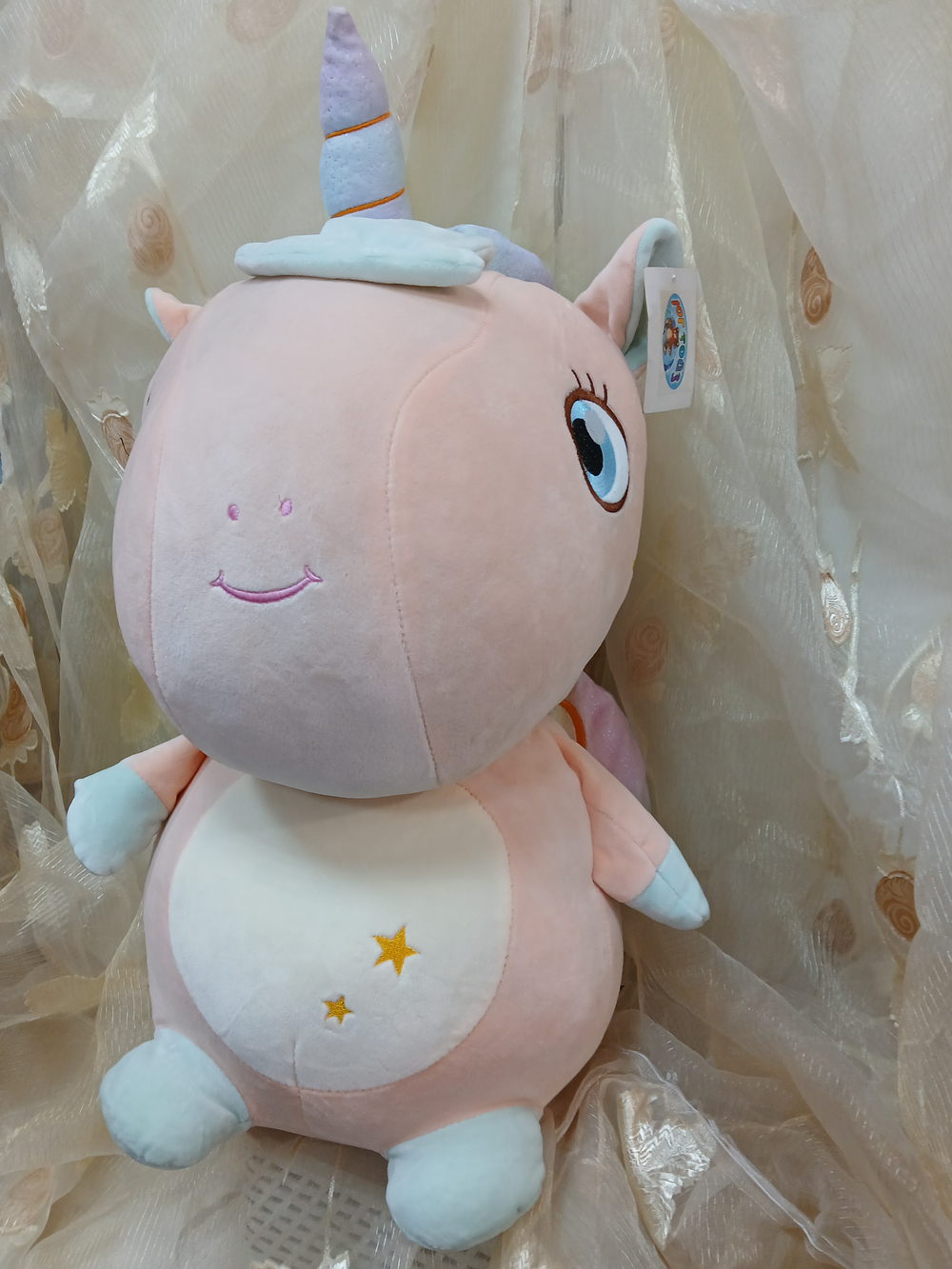 Единорог оранжевый с радужной гривой, 47 см