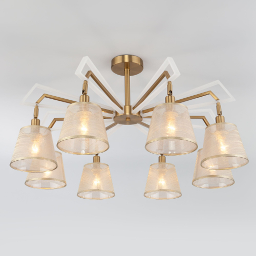 Потолочная люстра с тканевыми абажурами 60082/8 золотая бронза