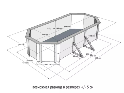 Морозоустойчивый сборный бассейн 600 х 250 см "Ангара" овальный