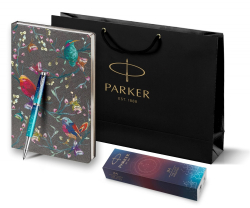 Подарочный набор: Ручка-роллер Parker IM Royal SE The Last Frontier Deep Sea CT,чернила:Black и Ежедневник недатированный, серый.
