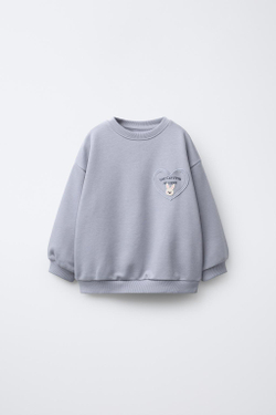 ZARA ТОЛСТОВКА С КАРМАНОМ В ФОРМЕ СЕРДЦА, СИНИЙ