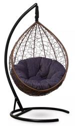 Подвесное кресло SEVILLA VERDE VELOUR горячий шоколад, серая подушка (Laura Outdoor)