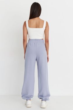 Джоггеры оверсайз из рифленого хлопка цвета лаванда