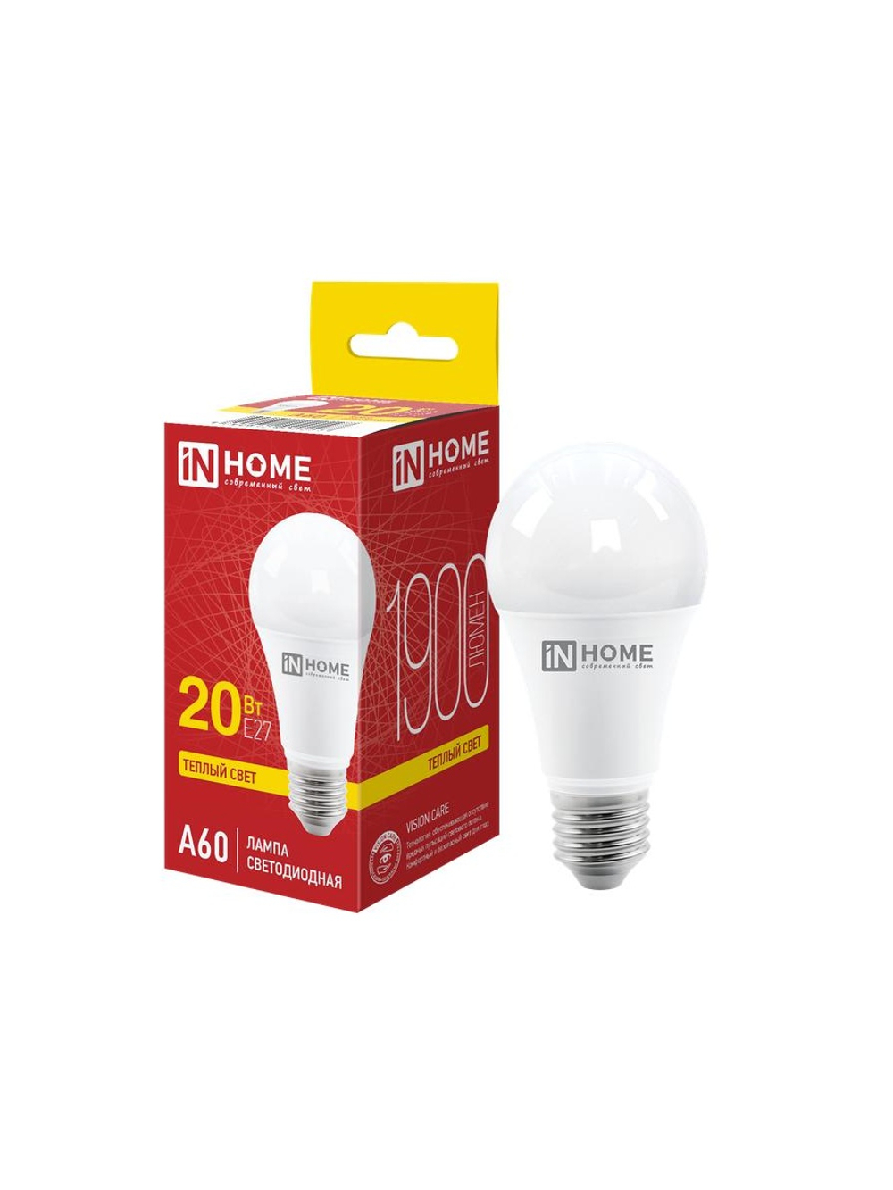 Лампа светодиодная LED-A60-VC 20Вт грушевидная 3000К тепл. бел. E27 1900лм 230В IN HOME 4690612020297