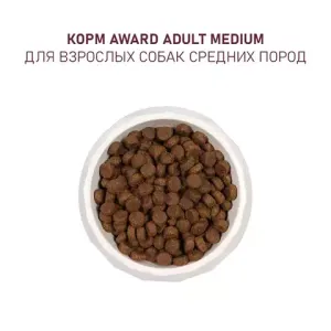 Сухой корм AWARD для взрослых собак средних пород с индейкой и курицей с добавлением моркови и черной смородины