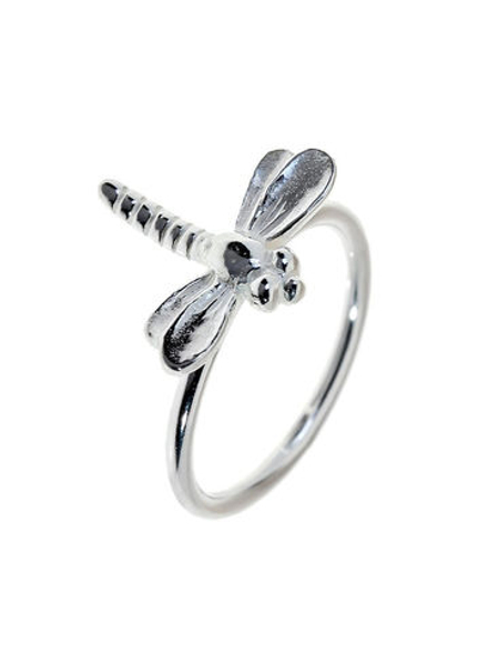 "Стрекоза" кольцо в серебряном покрытии из коллекции "Бабочки" от Jenavi