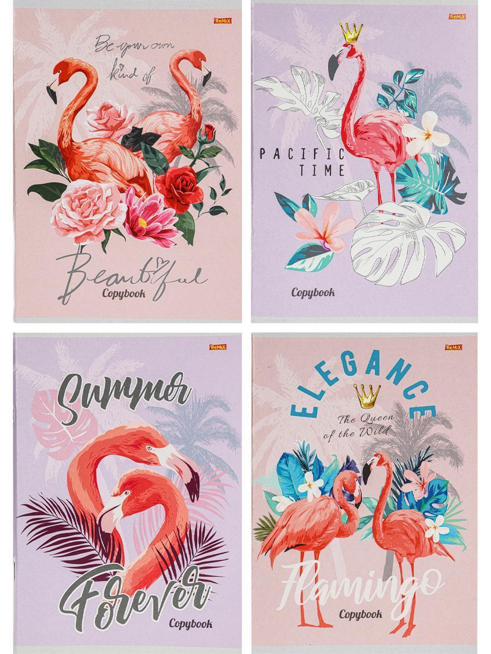 Тетрадь А5 96л. клет. "Грациозные Фламинго" (Проф-Пресс)