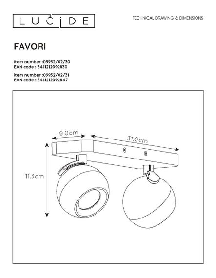 Спот Lucide Favori 09932/02/31