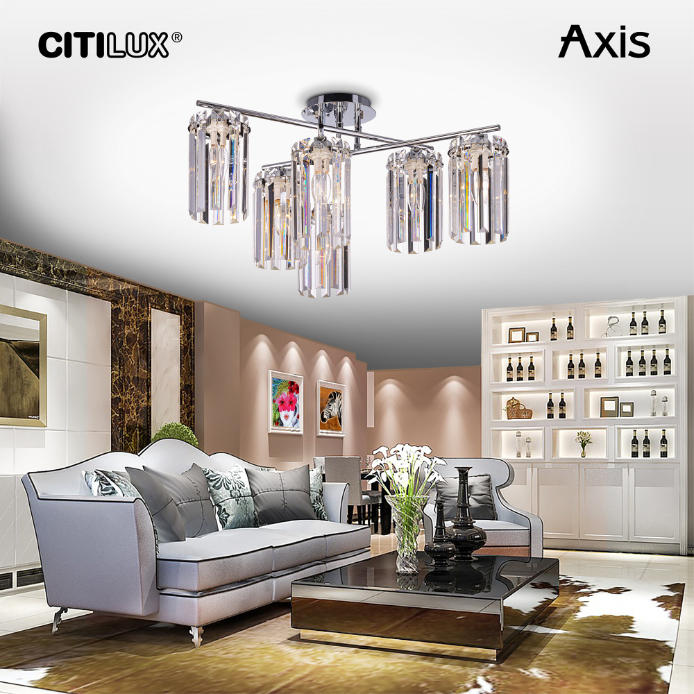 Citilux AXIS CL313261 Люстра хрустальная потолочная Хром