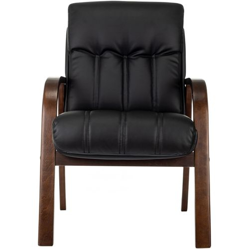 Кресло для посетителей Бюрократ T-9932Walnut, Экокожа, Черная