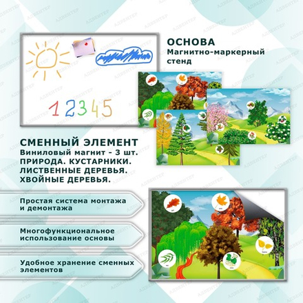 Комплект развивающий ПРИРОДА. ЛИСТВЕННЫЕ ДЕРЕВЬЯ. ХВОЙНЫЕ ДЕРЕВЬЯ. КУСТАРНИКИ. 2198