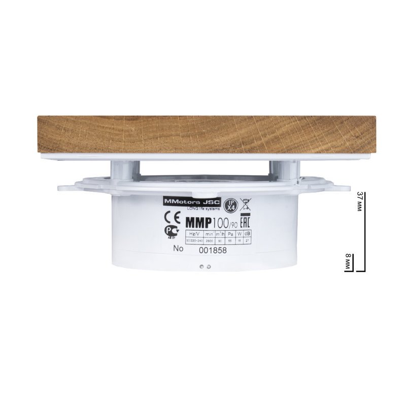 Вытяжной тонкий вентилятор для ванн ММ-Р 09 дерево 90 м³/час с обратным клапаном панель натуральный ясень