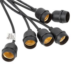 UDL-K230 6-E27-5M IP54 BLACK BELT-LIGHT GREENHOUSE Гирлянда для освещения теплиц. 5м + 3м сетевой шнур. 6 подвесов 1м с патроном E27. шаг 100см. Чёрная. TM Uniel